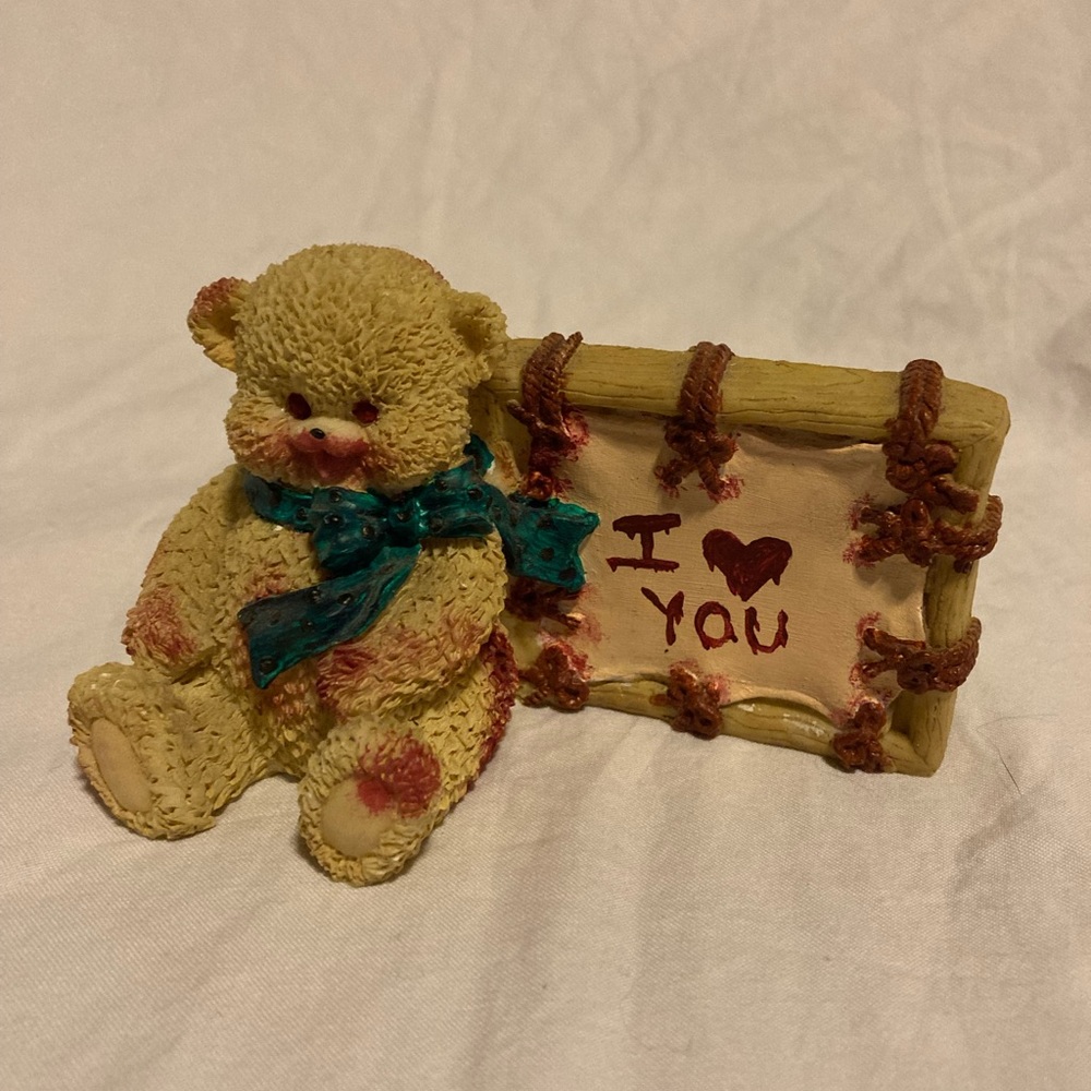 Hand painted evil bear repurposed figurine